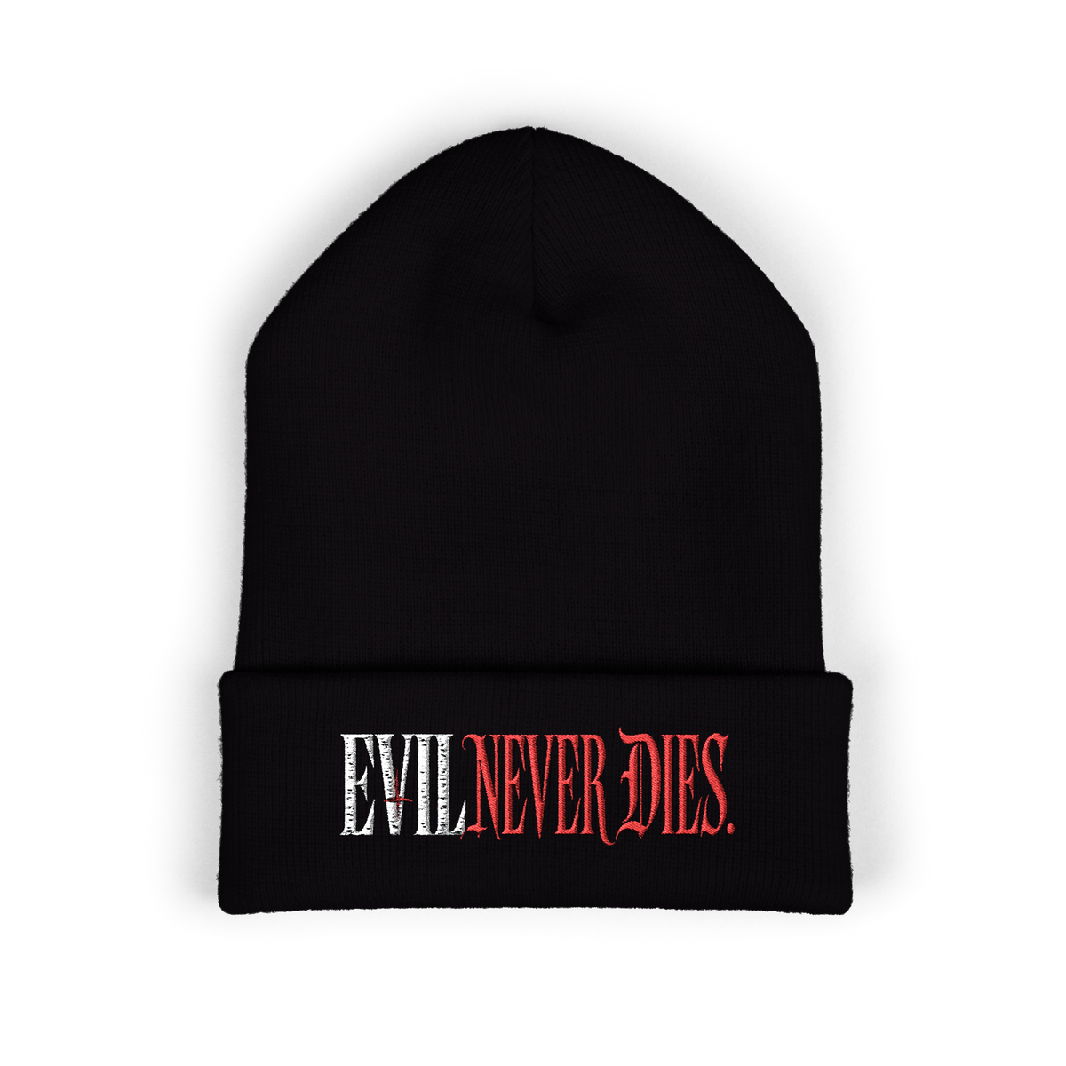 Xavleg Evil Never Dies limited edition Beanie in black, front print