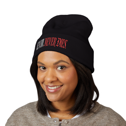 Xavleg Evil Never Dies limited edition Beanie in black, worn by a model, photo 2