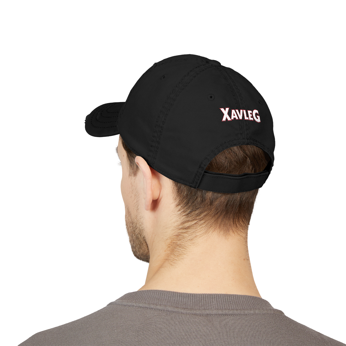 Xavleg Evil Never Dies limited edition Dad Hat in black, worn by a model, photo 2