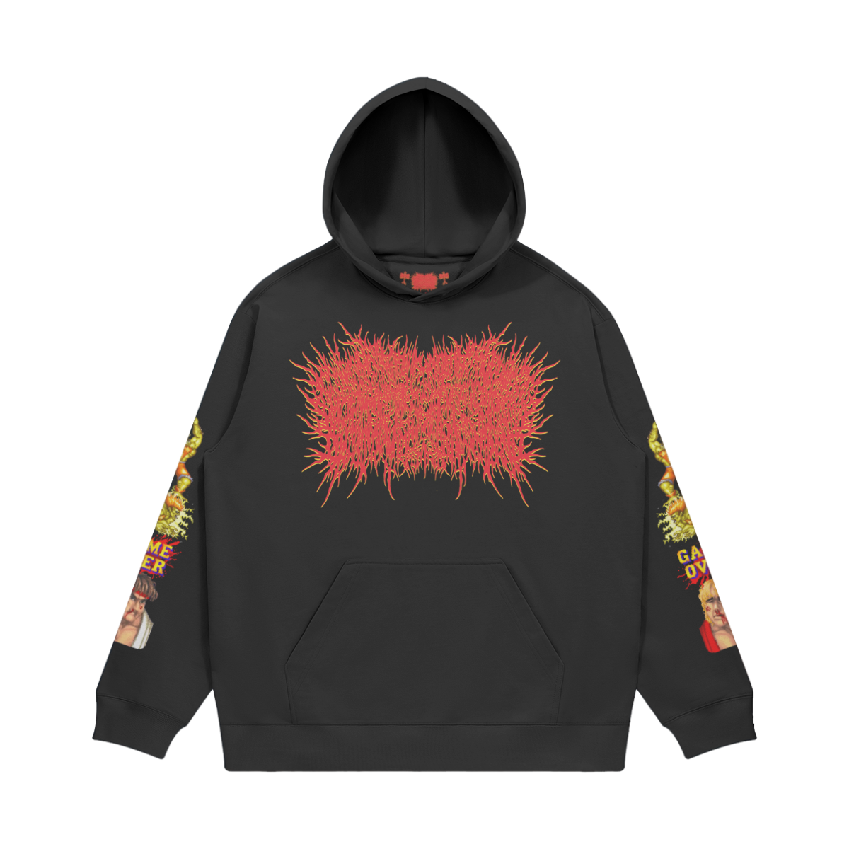 Xavleg Game Over limited edition Hoodie in black, front print, photo 2