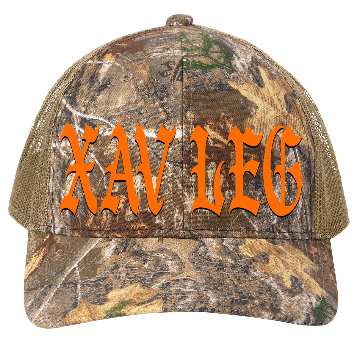 Xavleg South African Death Metal Camo Trucker Cap, front print