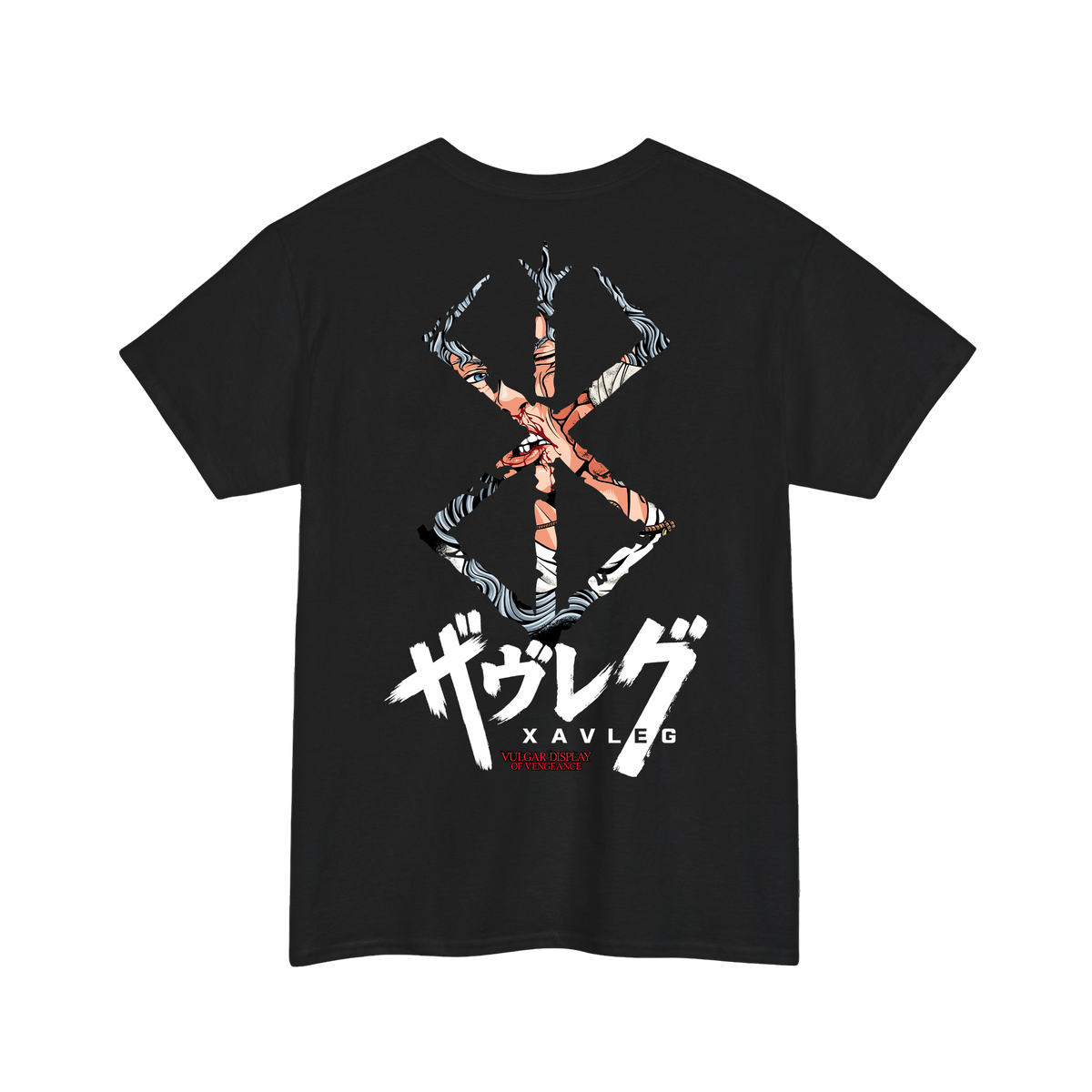 Xavleg Vulgar Display of Vengeance limited edition T-Shirt in black, back print